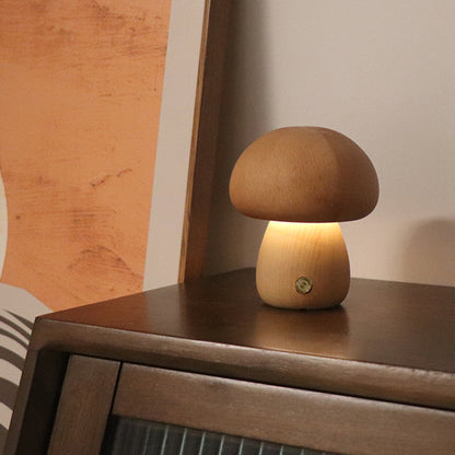 INS Wooden Cute Mushroom LED Night Light with Touch Switch Bedside Table Lamp for Bedroom Childrens Room Sleeping Night Lamps Home Decor
