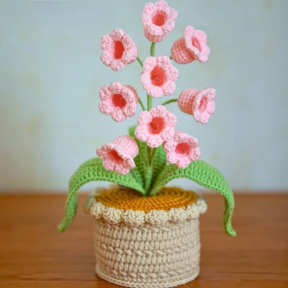 Lily of the Valley Lamp,Crochet Artificial Flowers with Night Lights,Cordless Table Lamp- Women Gift Ideas,Desk Home Decorations