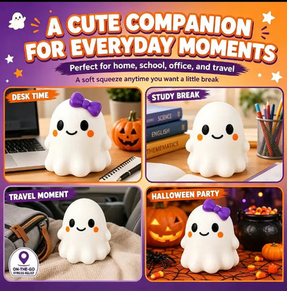 Ghost Squishy Stress-Relief Fidget Toy, Slow-Rising Sensory Squeeze Toy for Boys & Girls, Halloween Party Favor Gift