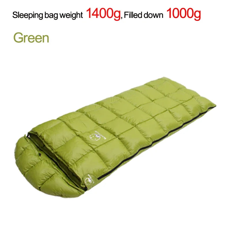 White Goose down Sleeping Bag,The Cap Is Detachable,Open to Serve as a Quilt Winter and Spring Chequer Envelope Style Bag