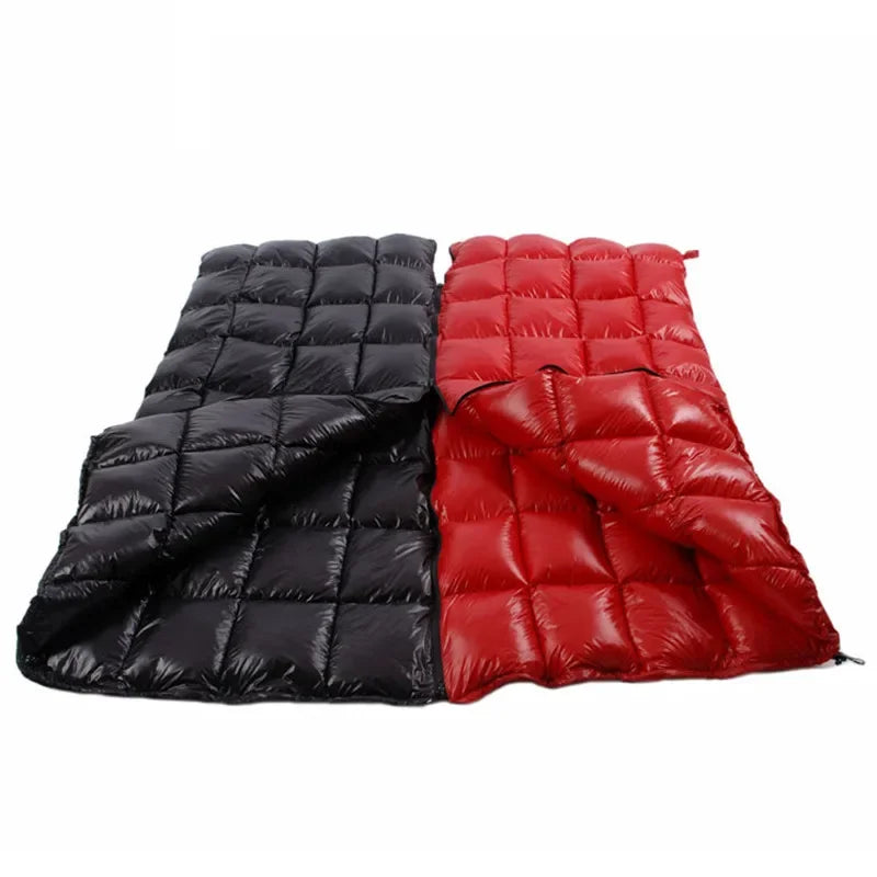 White Goose down Sleeping Bag,The Cap Is Detachable,Open to Serve as a Quilt Winter and Spring Chequer Envelope Style Bag