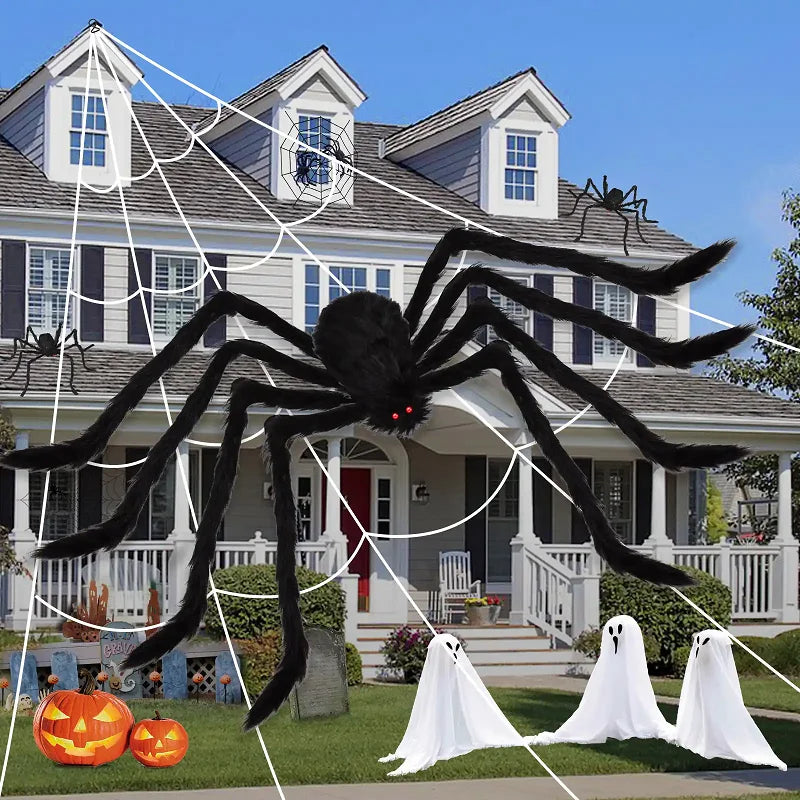 Halloween Big Plush Spider Horror Halloween Decoration Party Prop Outdoor Giant Spider Decor 30-200Cm Chamber Prank — product image 2