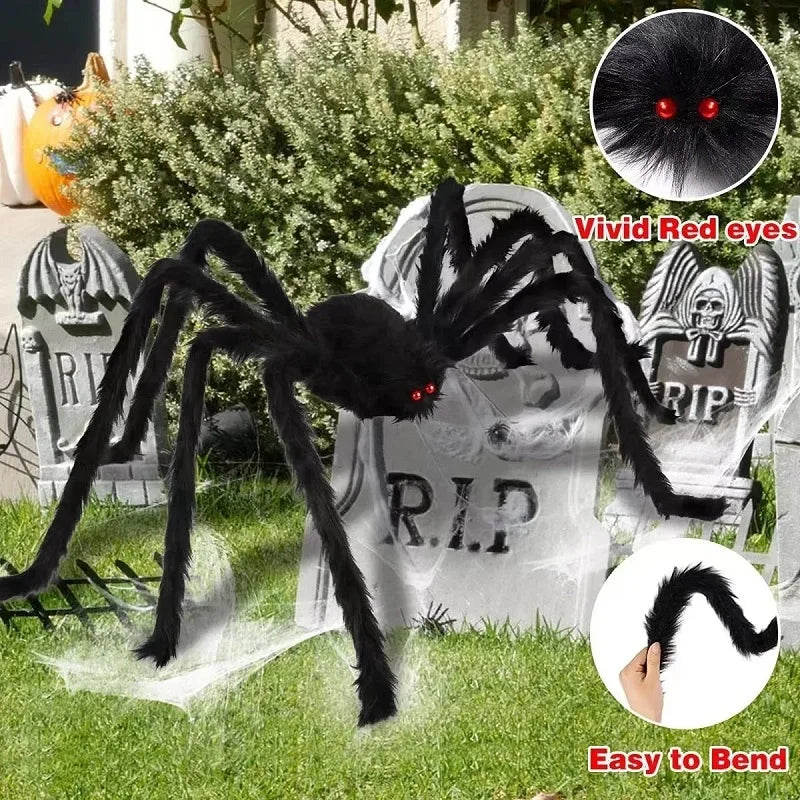 Halloween Big Plush Spider Horror Halloween Decoration Party Prop Outdoor Giant Spider Decor 30-200Cm Chamber Prank — product image 7