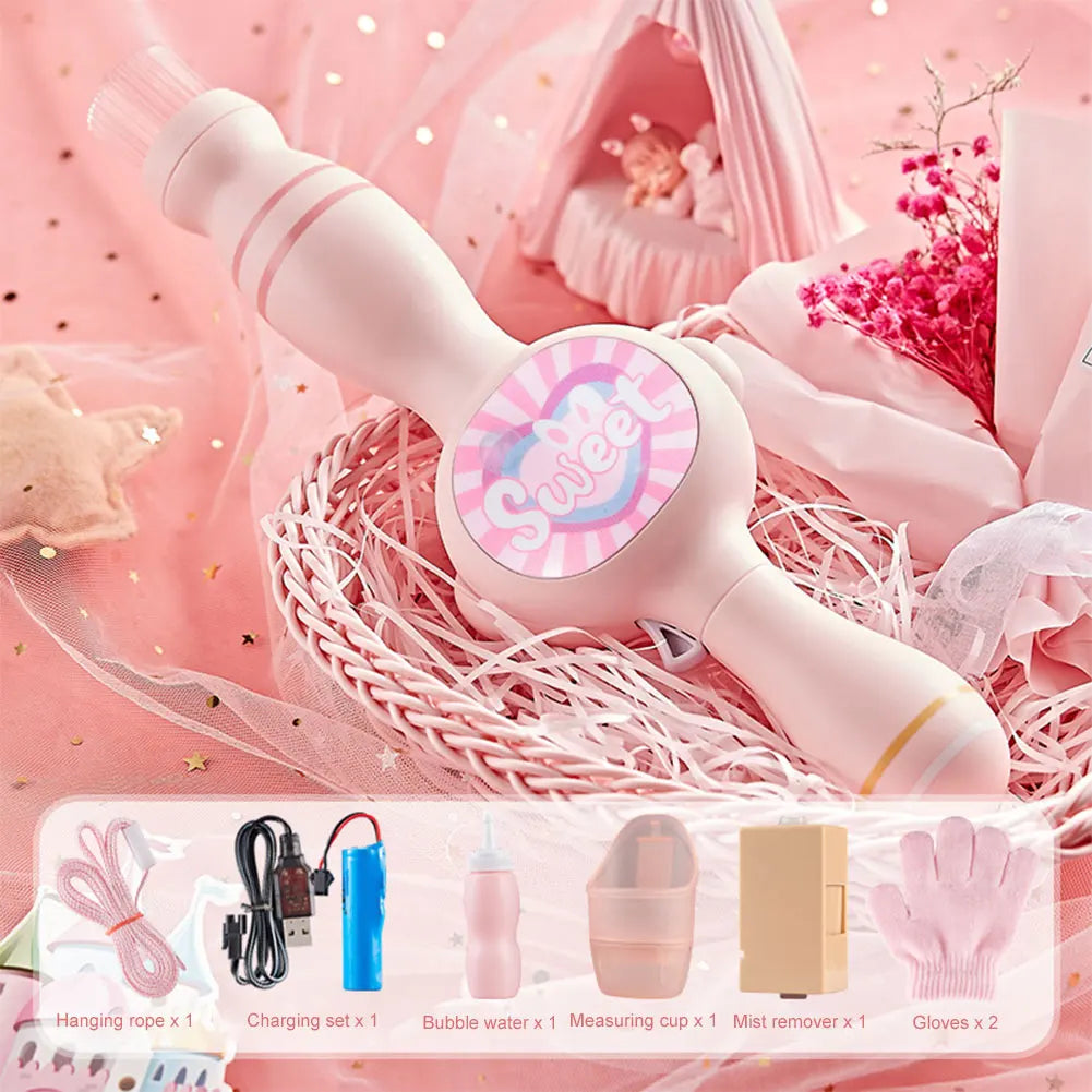 Elastic Smoke Bubble Wand USB Rechargeable Automatic Bubble Blower Machine Portable Bubble Maker for Kids Summer Outdoor Toys