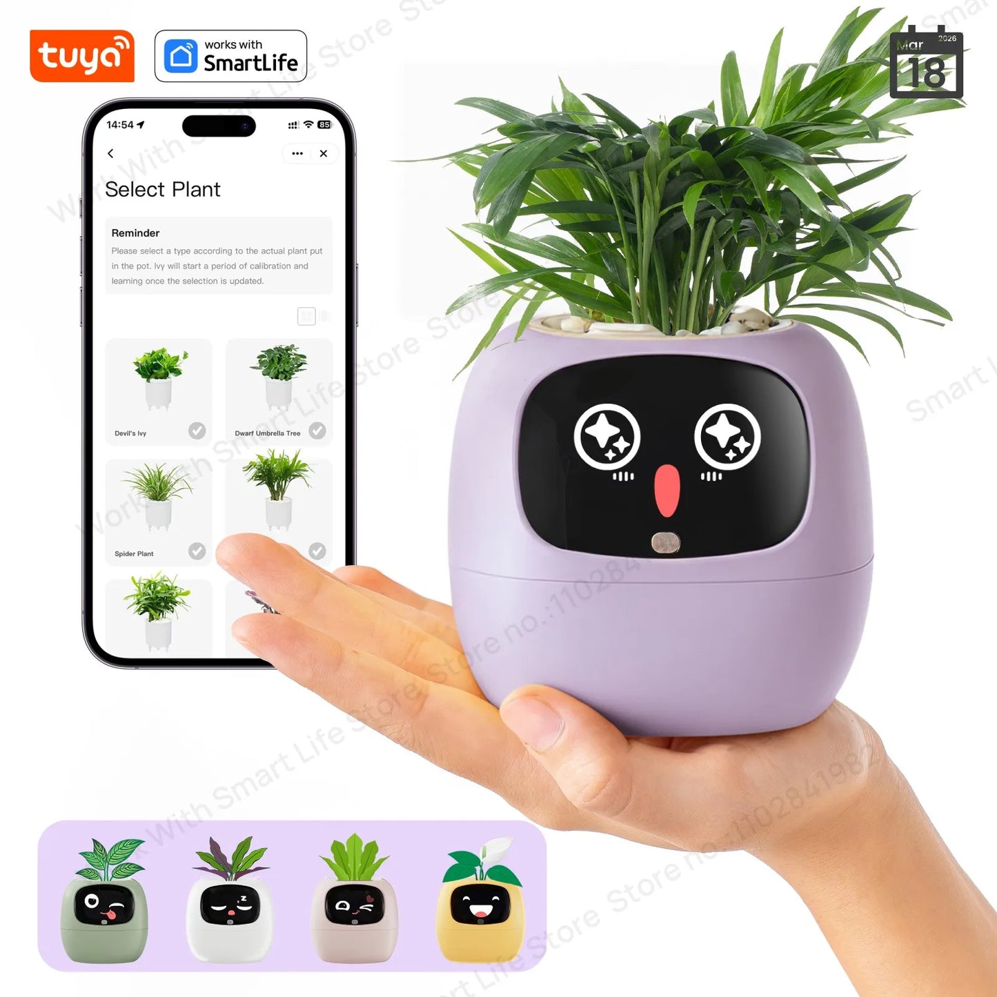 Gen2 Tuya Smart Pet Planter Robot Guidance on Plant Care with Emojis, Adorable Plant Companion with Rich Gesture Interaction, AI