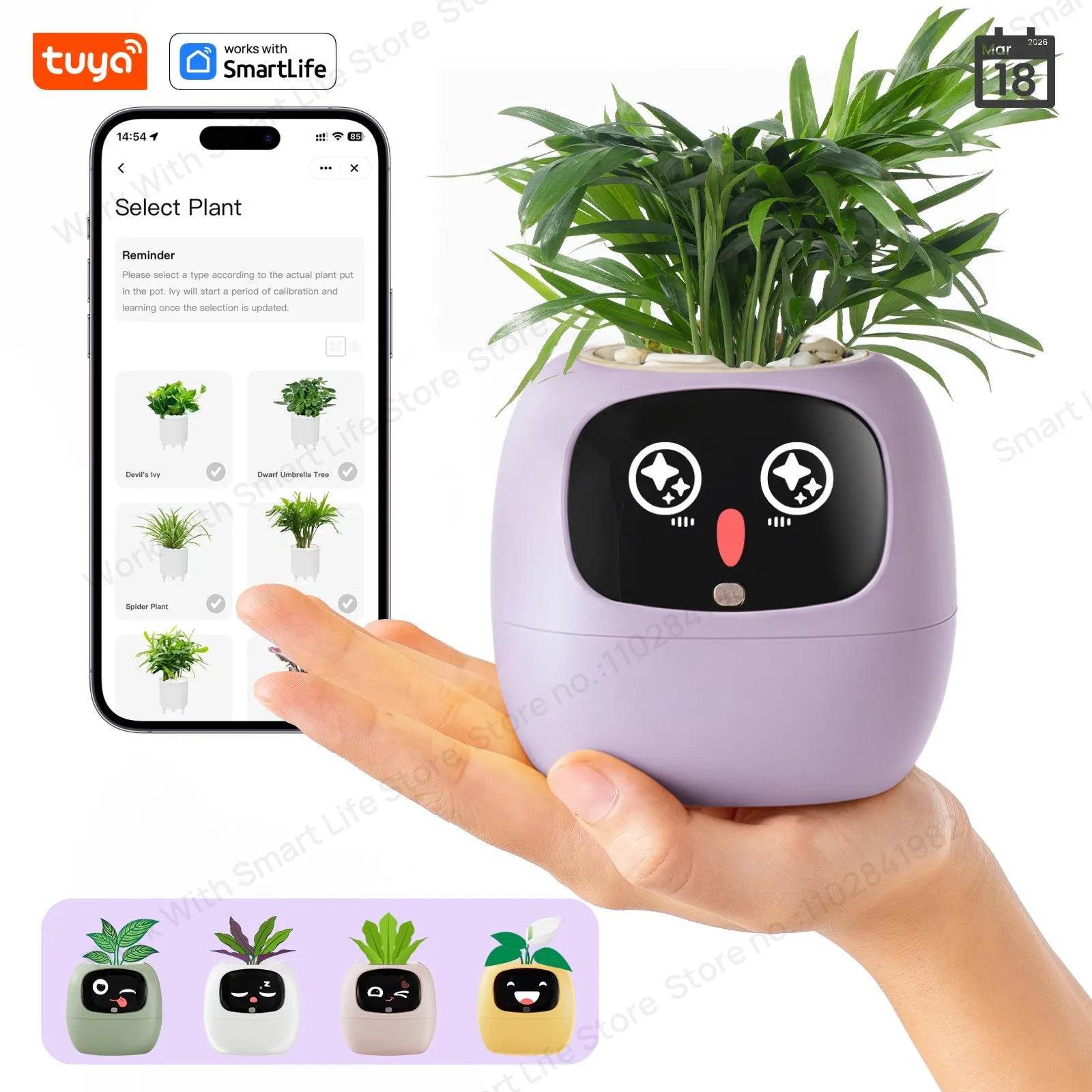 Gen2 Tuya Smart Pet Planter Robot Guidance on Plant Care with Emojis, Adorable Plant Companion with Rich Gesture Interaction, AI