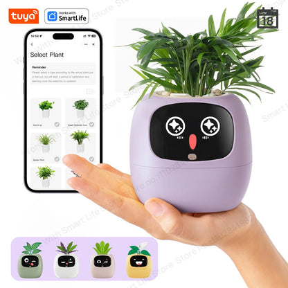 Gen2 Tuya Smart Pet Planter Robot Guidance on Plant Care with Emojis, Adorable Plant Companion with Rich Gesture Interaction, AI