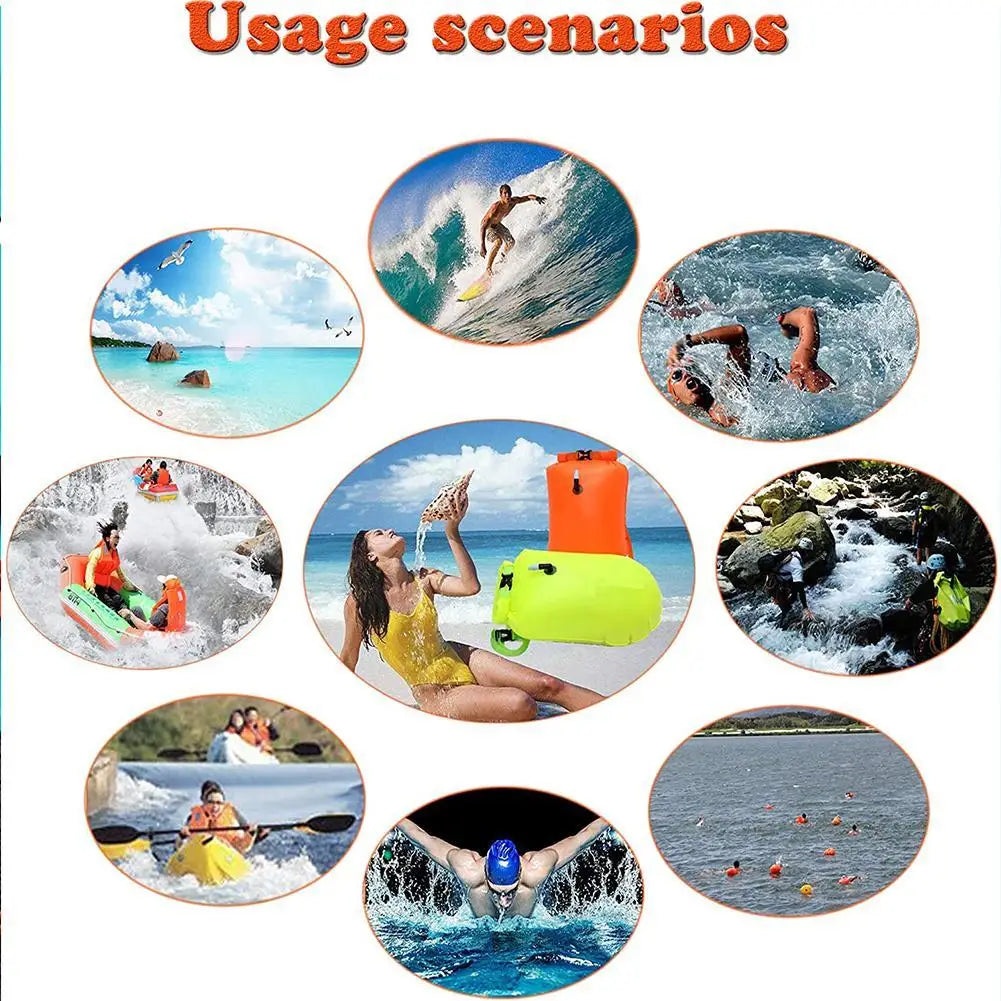 Swim Buoy Float for Open Water Swimming Safety Float with Adjustable Waist Belt Waterproof Dry Bag for Swim Train Kayaker