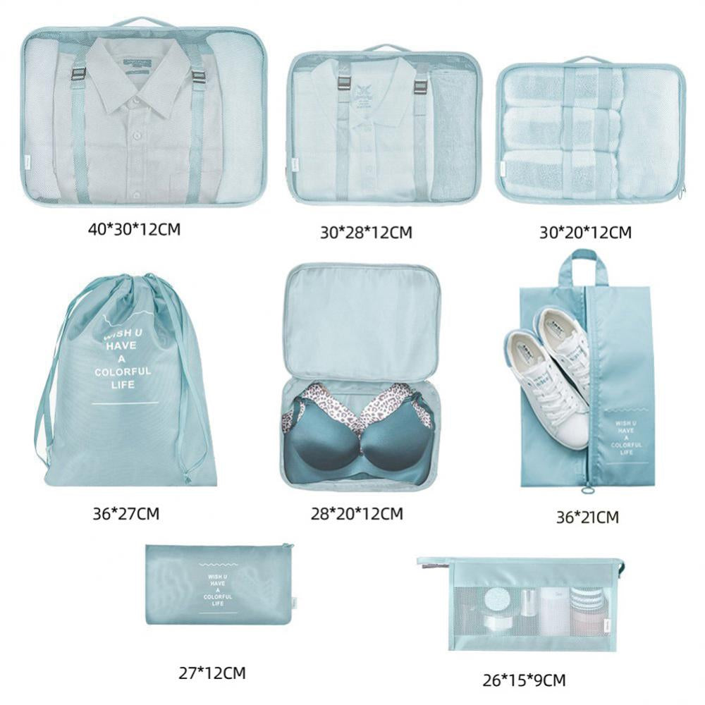 8-Piece Set Luggage Divider Bag Travel Storage Clothes Underwear Shoes Organizer Packing Cube Bag