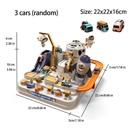 Racing Rail Car Track Adventure Game Educational Toys Children Brain Mechanical Interactive Train Model Animals Space Rocket Toy