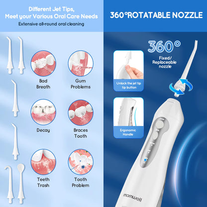 Water Flosser Teeth Picks 6 Jets 3 Modes Portable Cordless D52 Water Floss for Teeth Cleaner IPX7 Waterproof Oral Picks
