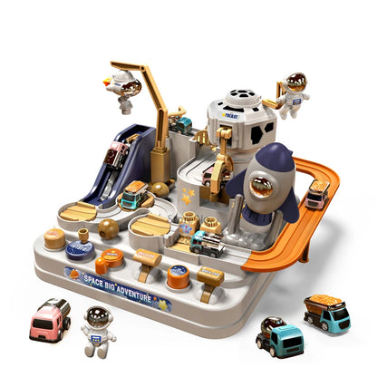 Racing Rail Car Track Adventure Game Educational Toys Children Brain Mechanical Interactive Train Model Animals Space Rocket Toy