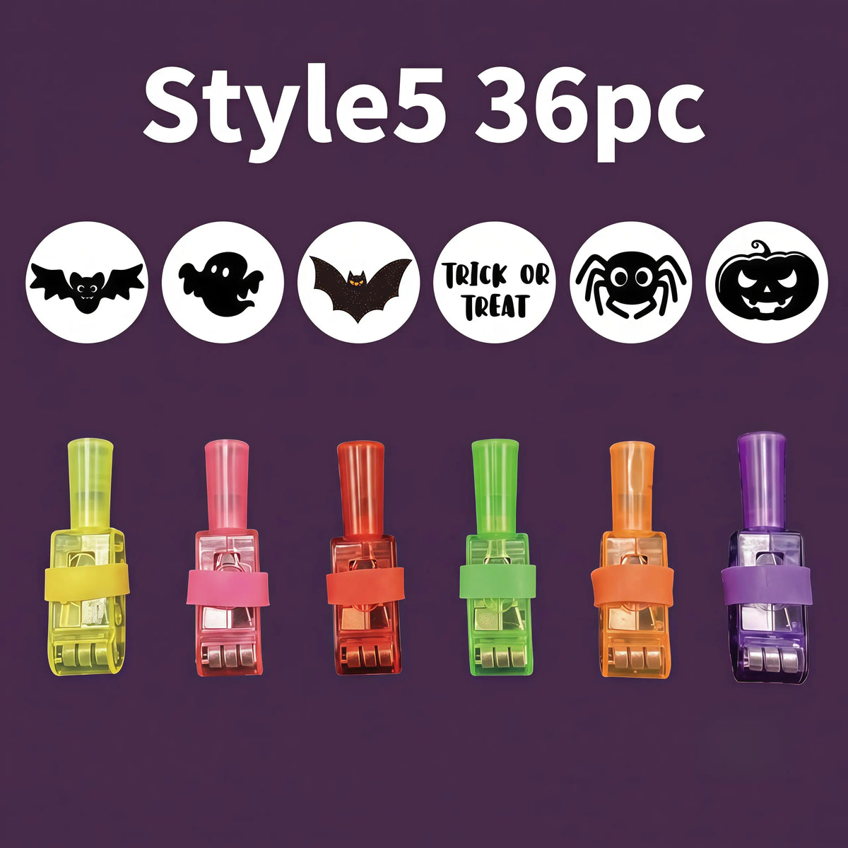 48Pc Halloween Gift Must-Have, Spooky LED Projection Glow Finger Ring Lights, Non-Candy Kids Gift, Unisex All Ages, for Halloween Trick-Or-Treat, Cosplay, Themed Party & Night Decor