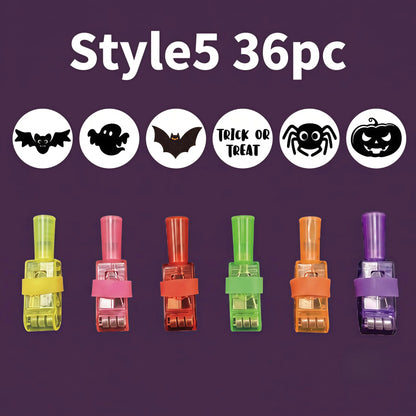 48Pc Halloween Gift Must-Have, Spooky LED Projection Glow Finger Ring Lights, Non-Candy Kids Gift, Unisex All Ages, for Halloween Trick-Or-Treat, Cosplay, Themed Party & Night Decor