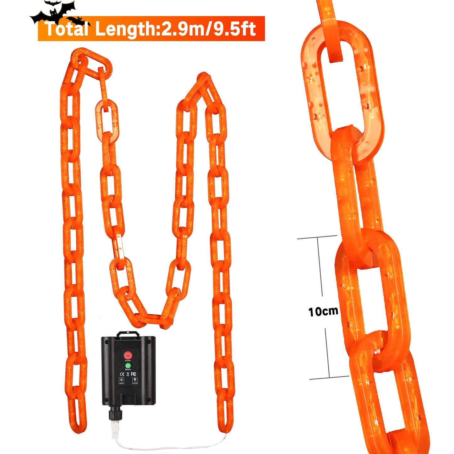 Flacchi Outdoor Halloween Chain Lights (Solar/Battery) 160 Leds. Waterproof Plastic, 8 Lighting Modes. Perfect Spooky Hanging Decor for Halloween Parties, Bushes, Fences, and Patios. Orange/Purple