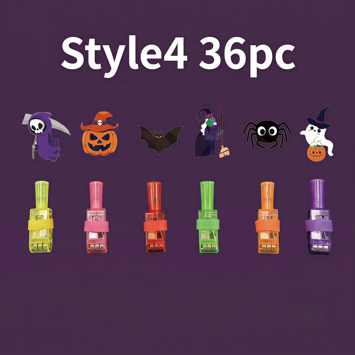 48Pc Halloween Gift Must-Have, Spooky LED Projection Glow Finger Ring Lights, Non-Candy Kids Gift, Unisex All Ages, for Halloween Trick-Or-Treat, Cosplay, Themed Party & Night Decor