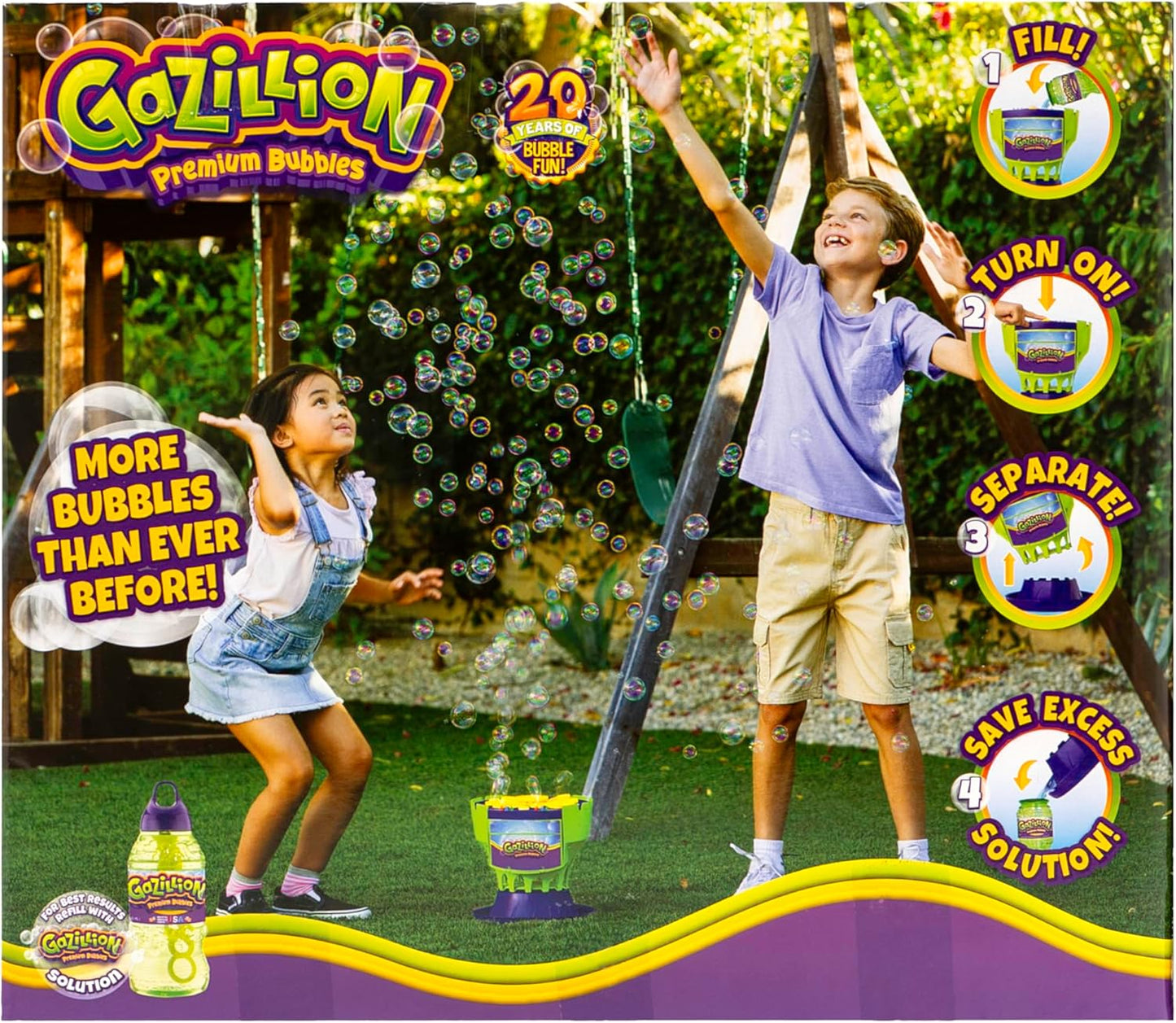 LED Bubble Machine with Color-Changing Lights & 1L Solution