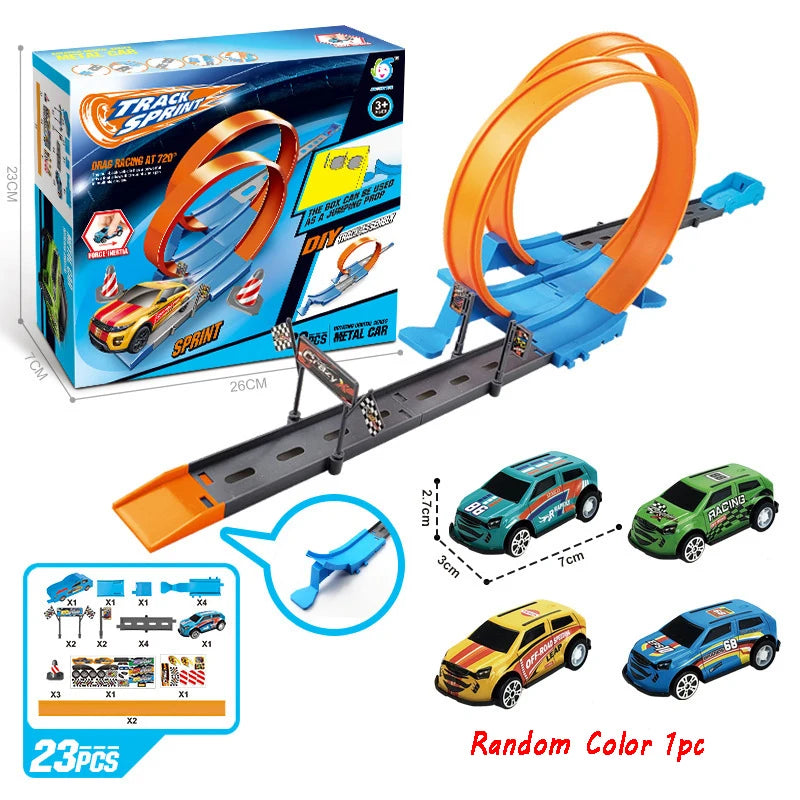 Flexible Race Car Ramp Track Kid Toy Set DIY Assembled Turborace Track Portable Travel Toy Catapult Rail Racing Roll Race Track