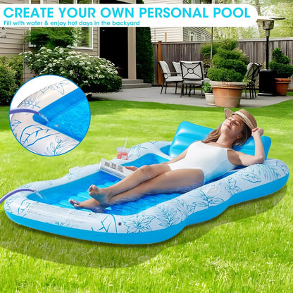 214*145CM Large-Sized Inflatable Mattress, Swimming Pool Floating Accessory, Luxurious Portable Inflatable Mattress, Sunbathing