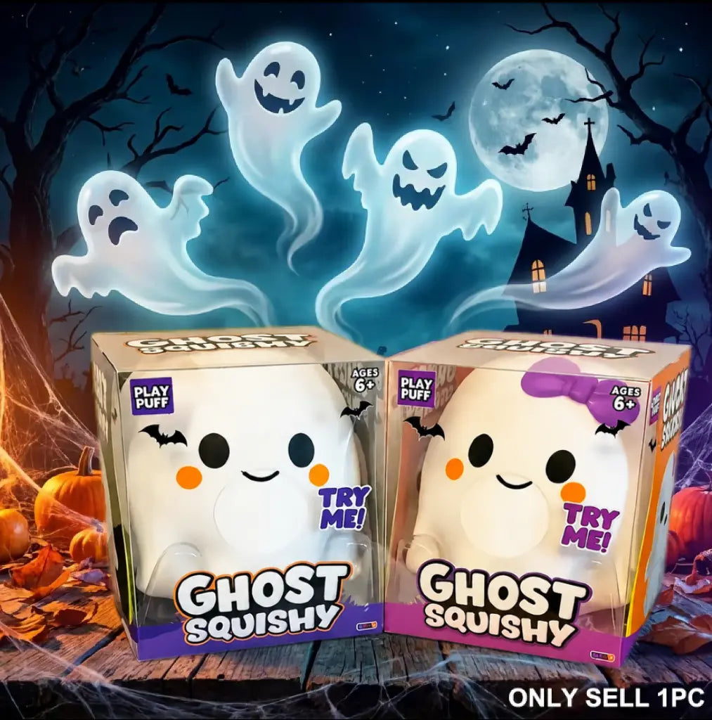 Ghost Squishy Stress-Relief Fidget Toy, Slow-Rising Sensory Squeeze Toy for Boys & Girls, Halloween Party Favor Gift