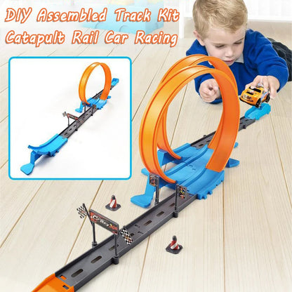 Flexible Race Car Ramp Track Kid Toy Set DIY Assembled Turborace Track Portable Travel Toy Catapult Rail Racing Roll Race Track