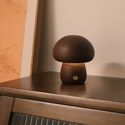 INS Wooden Cute Mushroom LED Night Light with Touch Switch Bedside Table Lamp for Bedroom Childrens Room Sleeping Night Lamps Home Decor