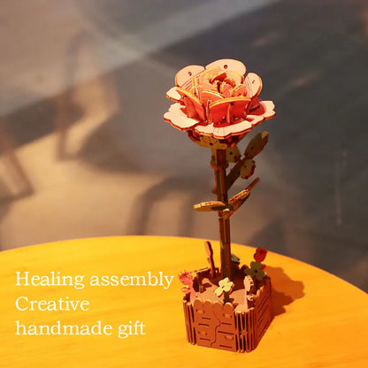 3D Flower Wooden Puzzles, DIY Wooden Flowers Model Kit Building Set Crafts for Adults to Build, Botanical Collection Gift Ideas