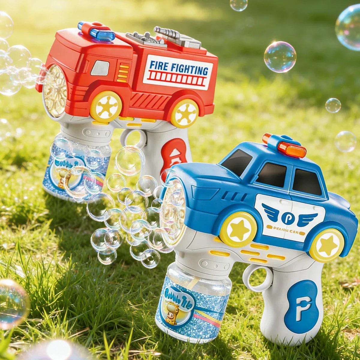 Kids Automatic Bubble Gun LED Light & Refill Solution – Leakproof Bubble Blaster, Outdoor Toys Toddlers 3-8, Birthday Gift, Easter Stuffer, Wedding & Party Supplies