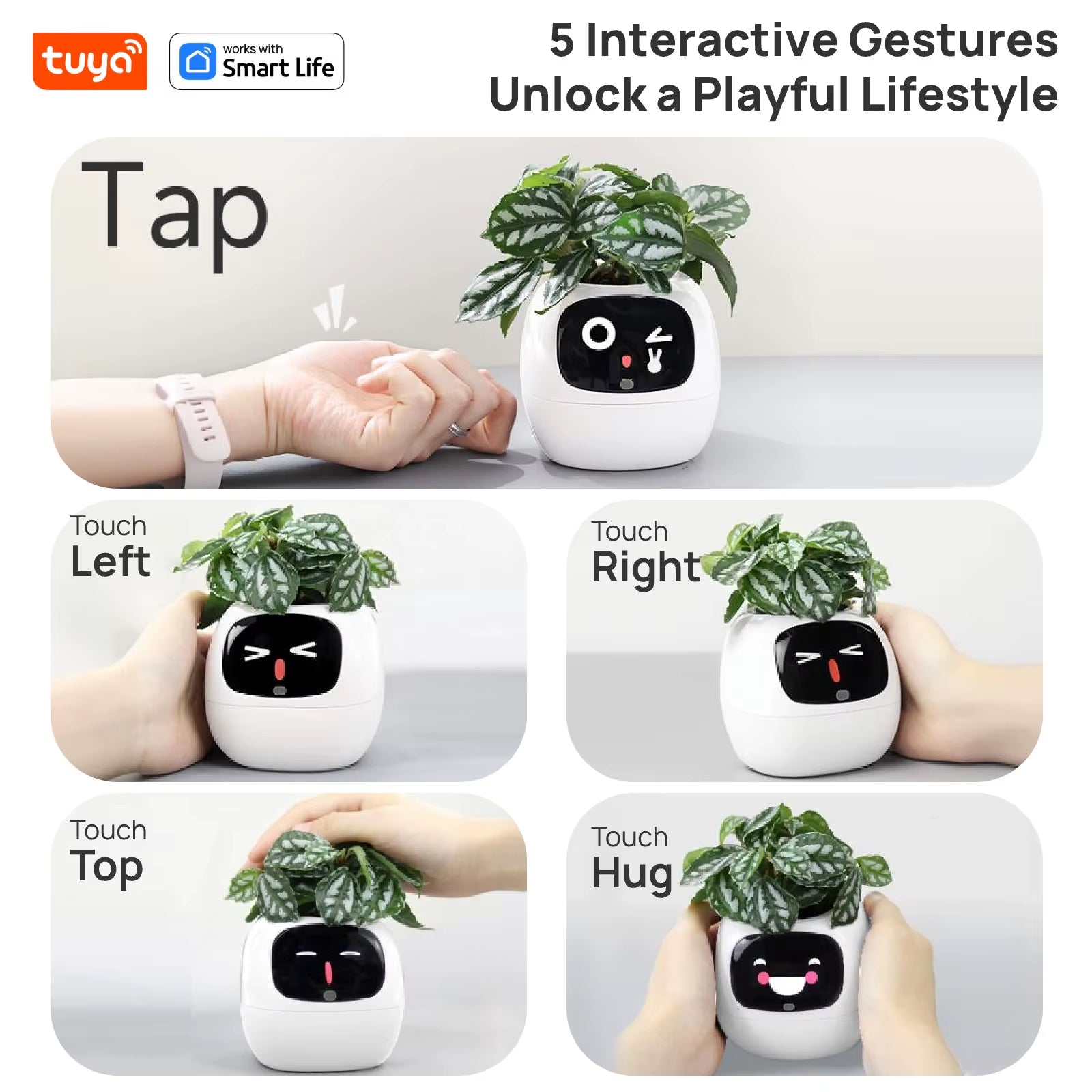 Gen2 Tuya Smart Pet Planter Robot Guidance on Plant Care with Emojis, Adorable Plant Companion with Rich Gesture Interaction, AI