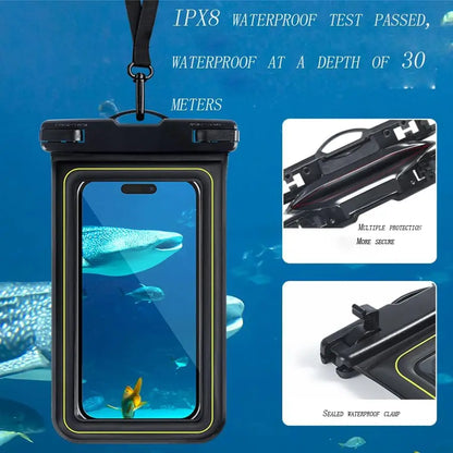 Floating Waterproof Phone Pouch, IPX8 Waterproof Phone Case Dry Bag Kayak/Beach/Cruise Travel Essentials,For Iphone, Samsung