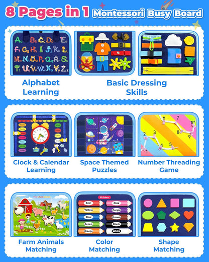 Montessori Busy Board Travel Book for Toddlers