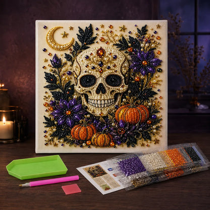 Halloween Diamond Painting Kits with Frame for Adults & Teens, 5D DIY Diamond Art Craft Kit with Full Drill Canvas and Tools, Pumpkin Ghost Witch Cat Halloween Wall Decor, Beginner-Friendly Gift, 8 X 8 Inch