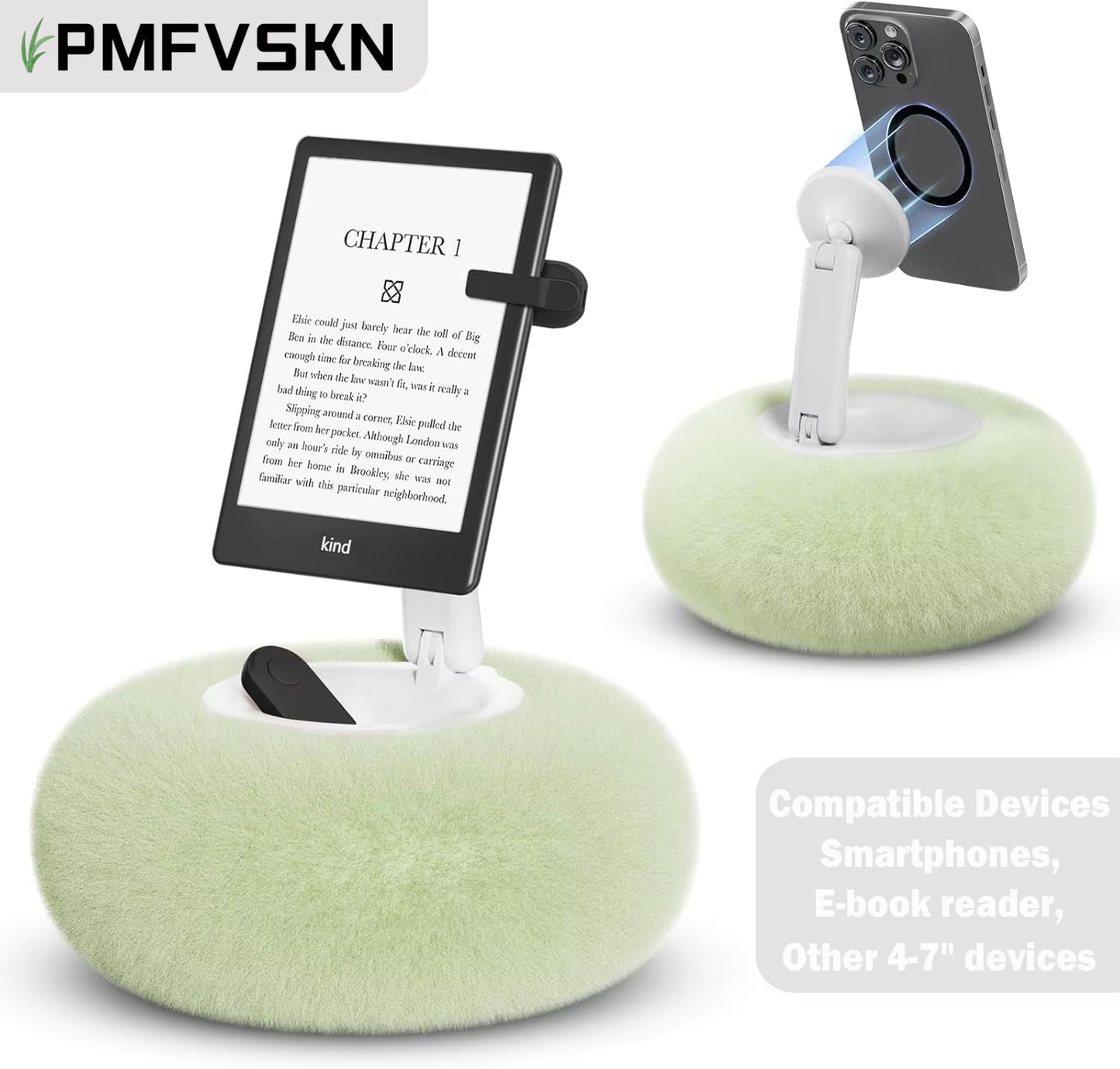 2025 Magnetic Pillow Stand for Kindle E-Book, 3.5-7' Tablet or Other Devices, Adjustable Pillow Phone Holder for Reading on Bed