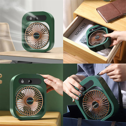 Air Conditioning Fan Desk Misting Fan Air Cooler Cooling USB Rechargeable Humidifier Portable Spray Fan with 3 Wind Speeds Mist Fan for Home