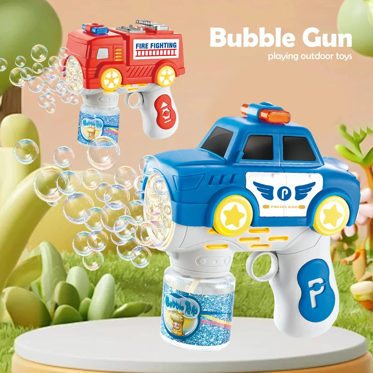 Kids Automatic Bubble Gun LED Light & Refill Solution – Leakproof Bubble Blaster, Outdoor Toys Toddlers 3-8, Birthday Gift, Easter Stuffer, Wedding & Party Supplies