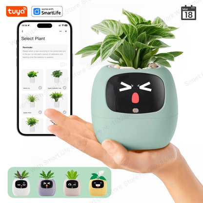 Gen2 Tuya Smart Pet Planter Robot Guidance on Plant Care with Emojis, Adorable Plant Companion with Rich Gesture Interaction, AI