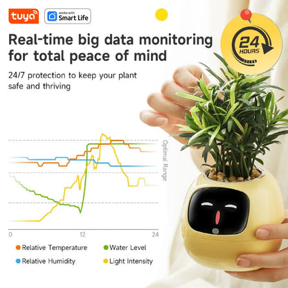 Gen2 Tuya Smart Pet Planter Robot Guidance on Plant Care with Emojis, Adorable Plant Companion with Rich Gesture Interaction, AI