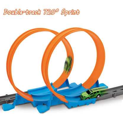 Flexible Race Car Ramp Track Kid Toy Set DIY Assembled Turborace Track Portable Travel Toy Catapult Rail Racing Roll Race Track
