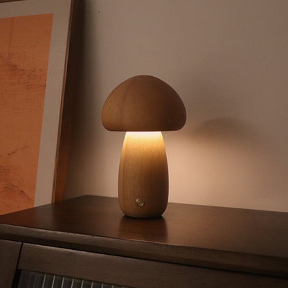 INS Wooden Cute Mushroom LED Night Light with Touch Switch Bedside Table Lamp for Bedroom Childrens Room Sleeping Night Lamps Home Decor