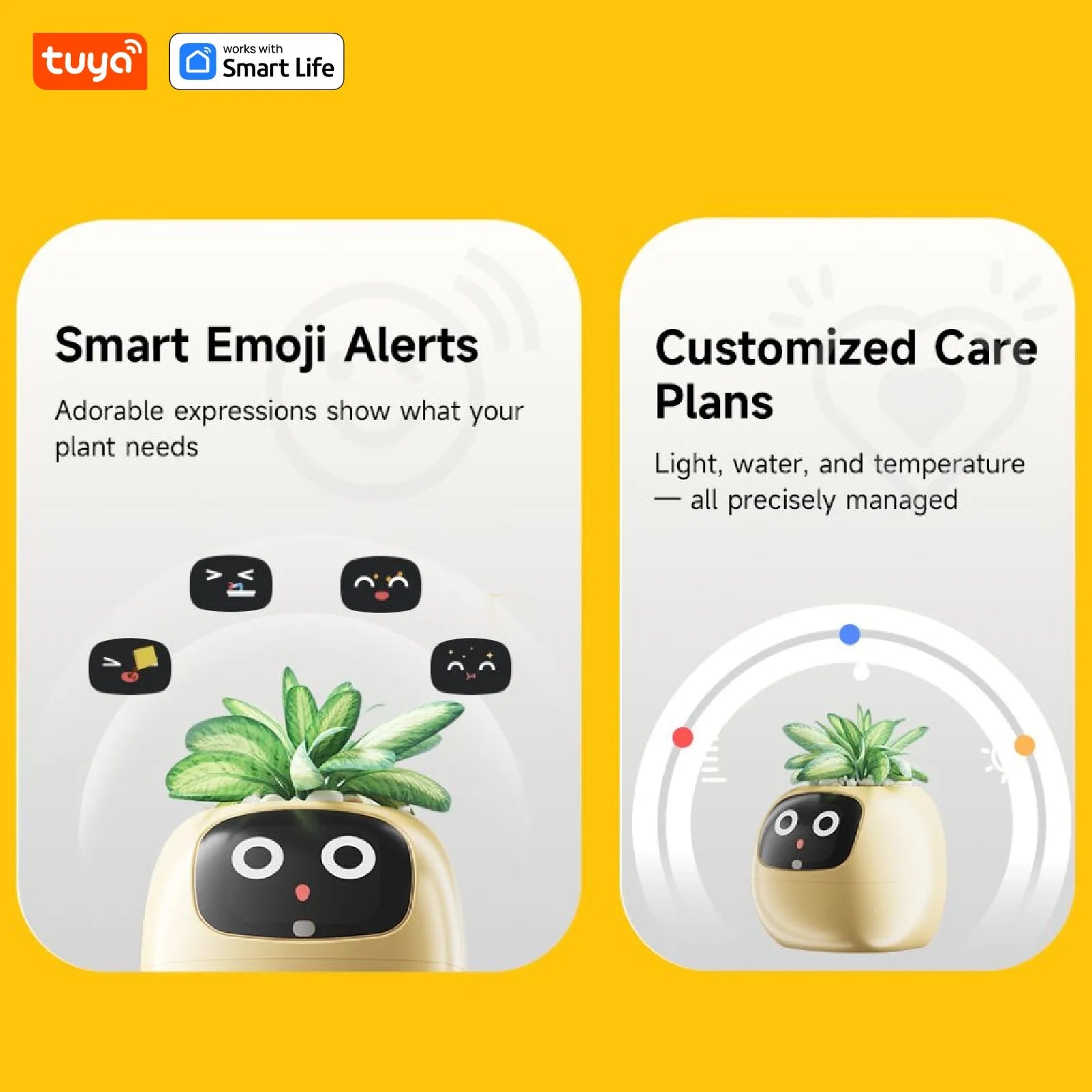 Gen2 Tuya Smart Pet Planter Robot Guidance on Plant Care with Emojis, Adorable Plant Companion with Rich Gesture Interaction, AI