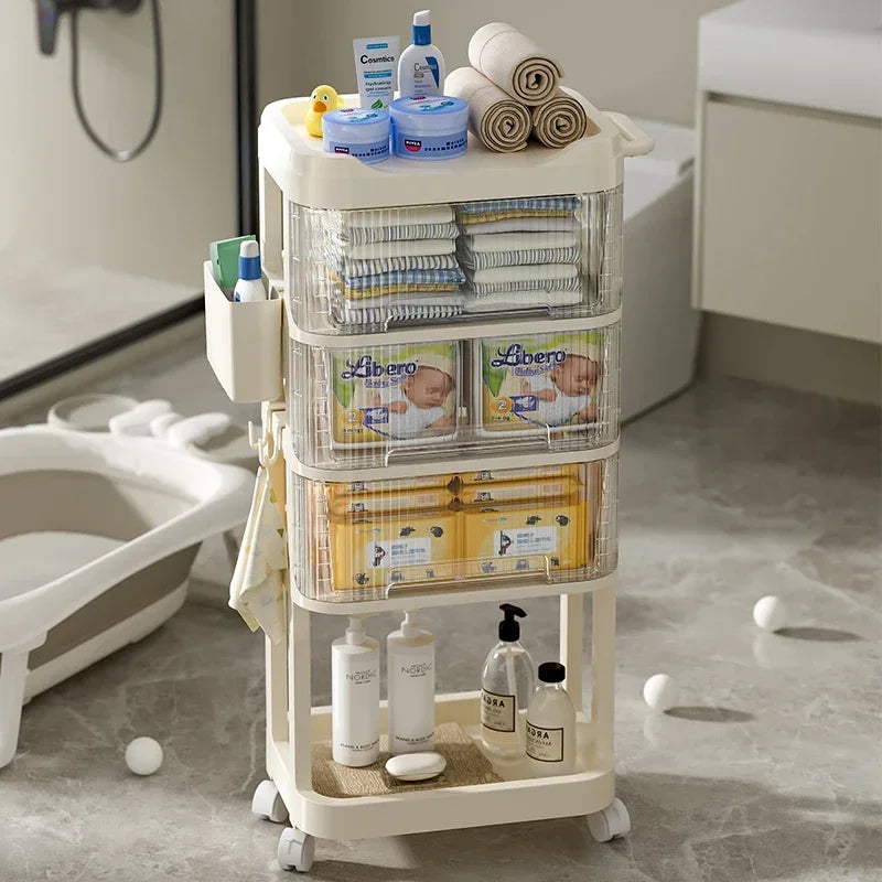 Baby Product Storage Rackmobile Stroller Organizerbottle and Tableware Drainage Boxdustproof Storage Cabinet for Baby Essentials