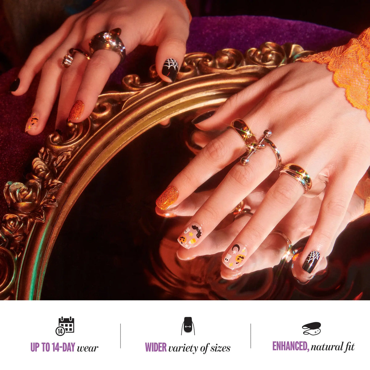 Kiss Haunt Design Press-On Fake Nails Halloween Bundle - Spellbook Staples