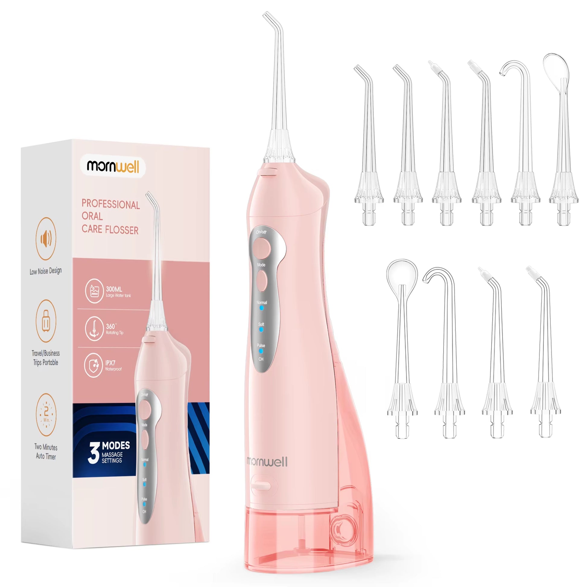 Water Flosser Teeth Picks 6 Jets 3 Modes Portable Cordless D52 Water Floss for Teeth Cleaner IPX7 Waterproof Oral Picks