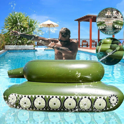 Army Tank Pool Float - Heavy Duty PVC Inflatable Mat for Adults & Kids (Camouflage)