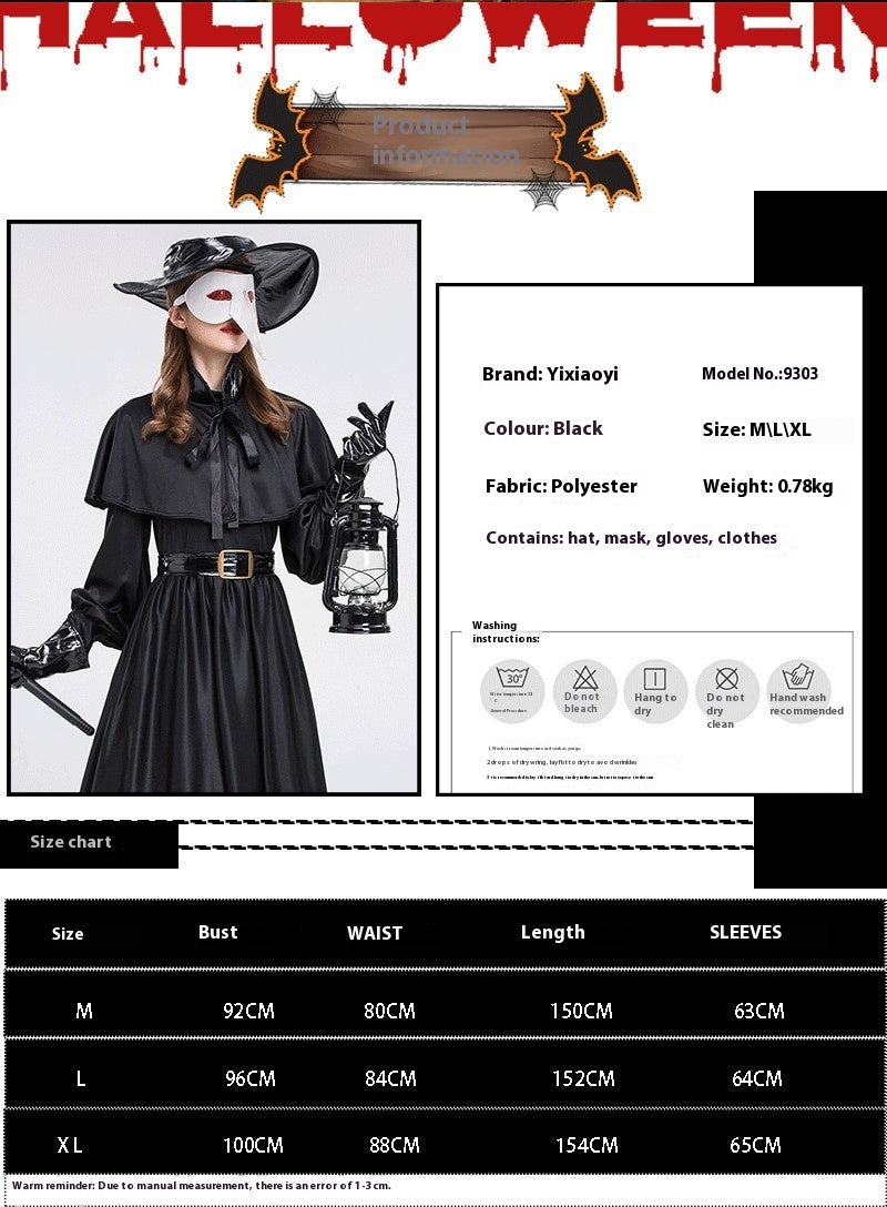 Halloween Medieval Steam Punk Plague Doctor Costume Beak Crow Long Mouth Mask