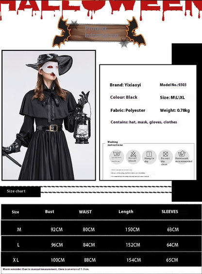 Halloween Medieval Steam Punk Plague Doctor Costume Beak Crow Long Mouth Mask