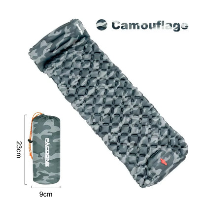 Outdoor Camping Inflatable Mattress Sleeping Pad with Pillows Ultralight Air Mat Built in Inflator Pump Hiking