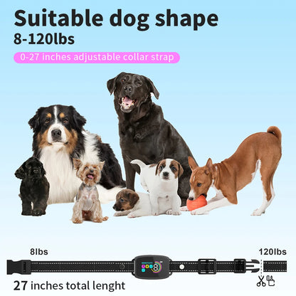 Smart Automatic anti Barking Dog Collar Rechargeable Bark Stopper Stop Barking HD Digital Display IP67 Waterproof Collar for Dogs Pet Products