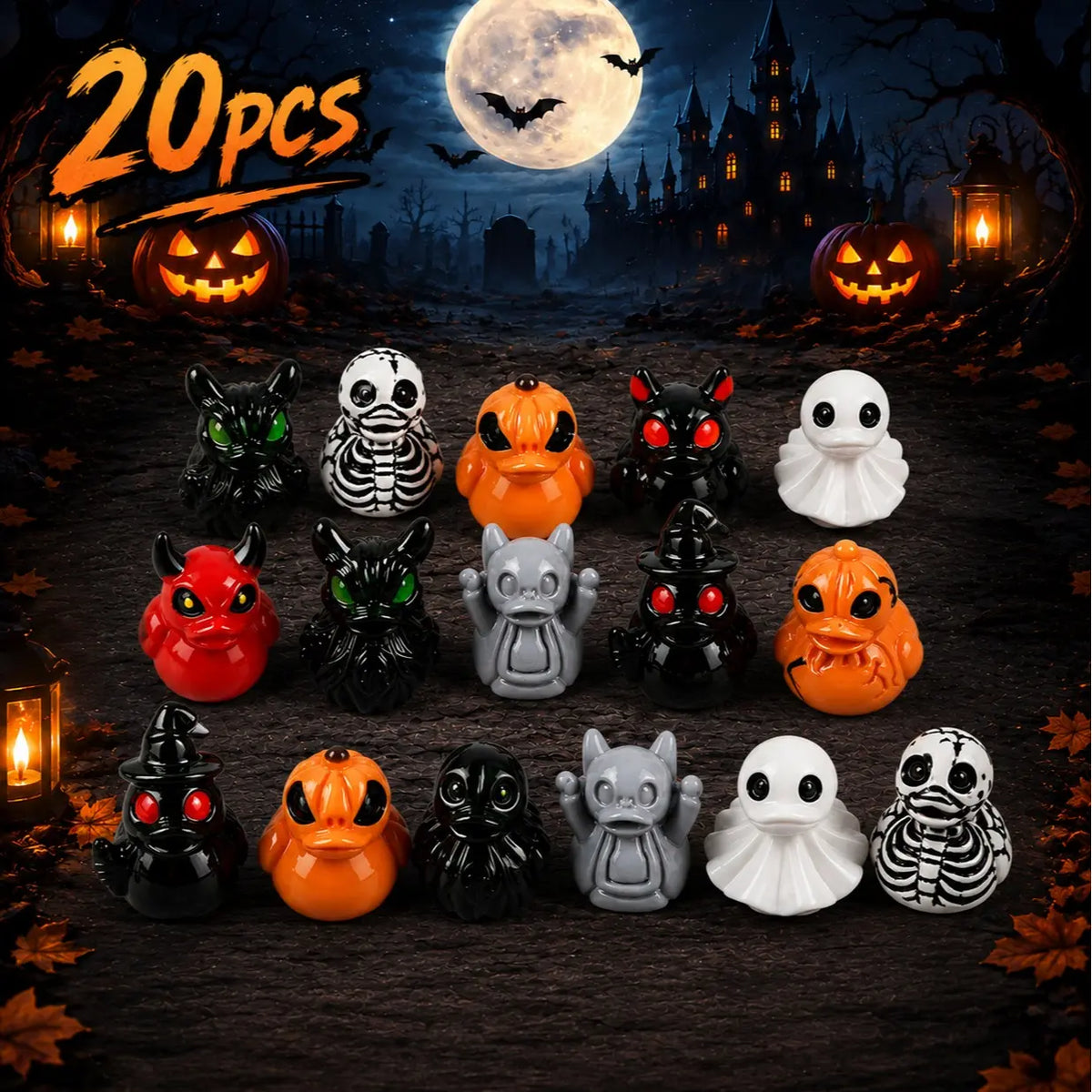 Halloween 20/40/60Pcs Party Decorations - Skeletons, Pumpkins, Ghosts, and More for Festive Celebrations