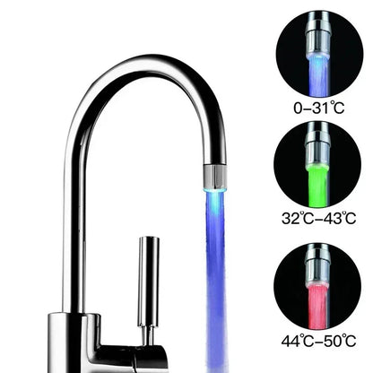 LED Temperature Sensitive 3-Color Light-Up Faucet Kitchen Bathroom Glow Water Saving Faucet Aerator Tap Nozzle Shower